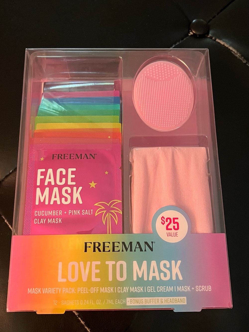 Freeman Love To Mask Variety Pack – Pink Mask Kit with Pink Buffer & Headband